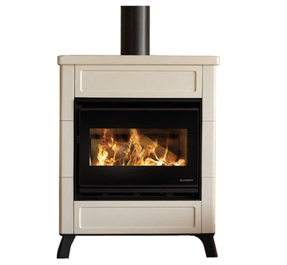 Stufa Legna Aria Calda Naturale Canalizzabile Palazzetti Elsa New Potenza 9 kW Rivestimento Ceramica Colore Beige
