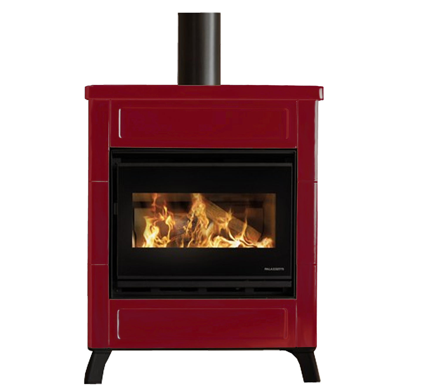Stufa Legna Aria Calda Naturale Canalizzabile Palazzetti Elsa New Potenza 9 kW Rivestimento Ceramica Colore Rosso