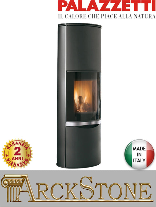 Stufa Legna Aria Calda Naturale Palazzetti Erica con Accumulo Potenza 9,8 kW Rivestimento Acciaio Colore Nero