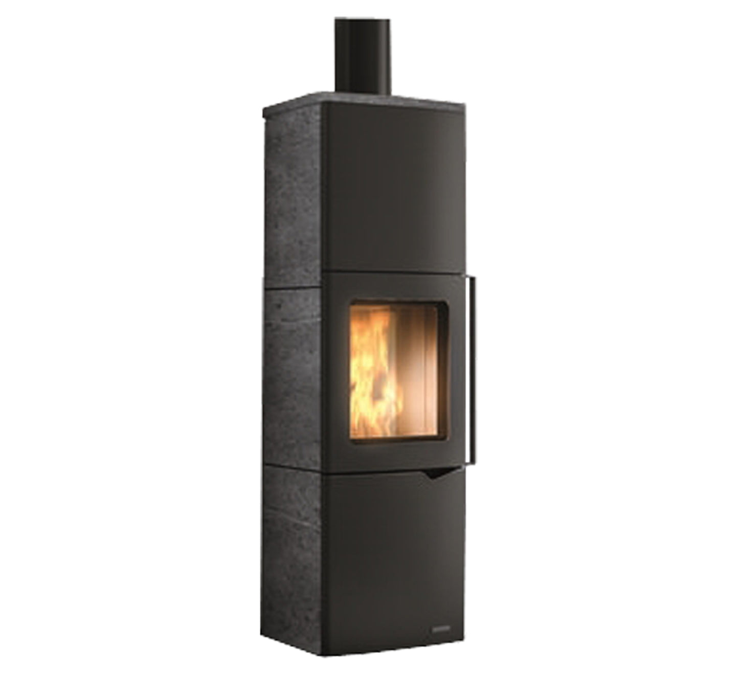 Stufa Legna Aria Calda Naturale Palazzetti Eva S con Accumulo Potenza 9 kW Rivestimento Pietra Colore Ollare