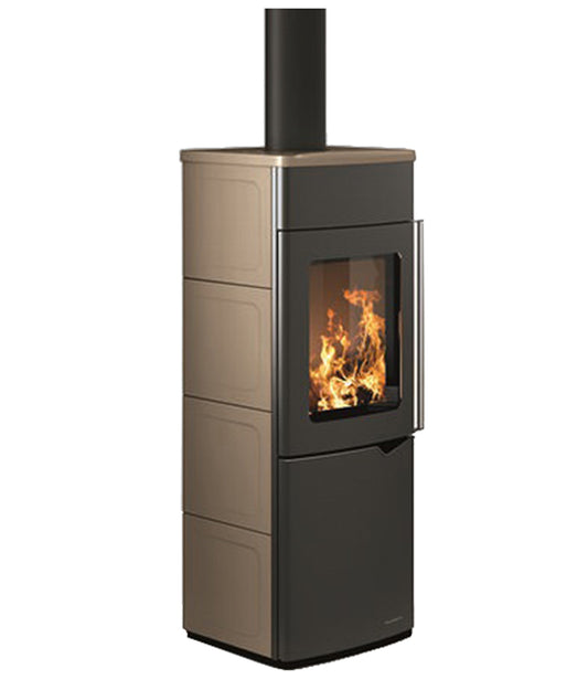 Stufa Legna Aria Calda Naturale Palazzetti Eva S Potenza 9 kW Rivestimento Ceramica Colore Caffellatte