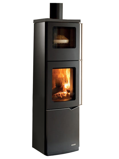 Stufa Legna Aria Calda Naturale Palazzetti Eva S Forno Potenza 9 kW Rivestimento Acciaio Colore Antracite