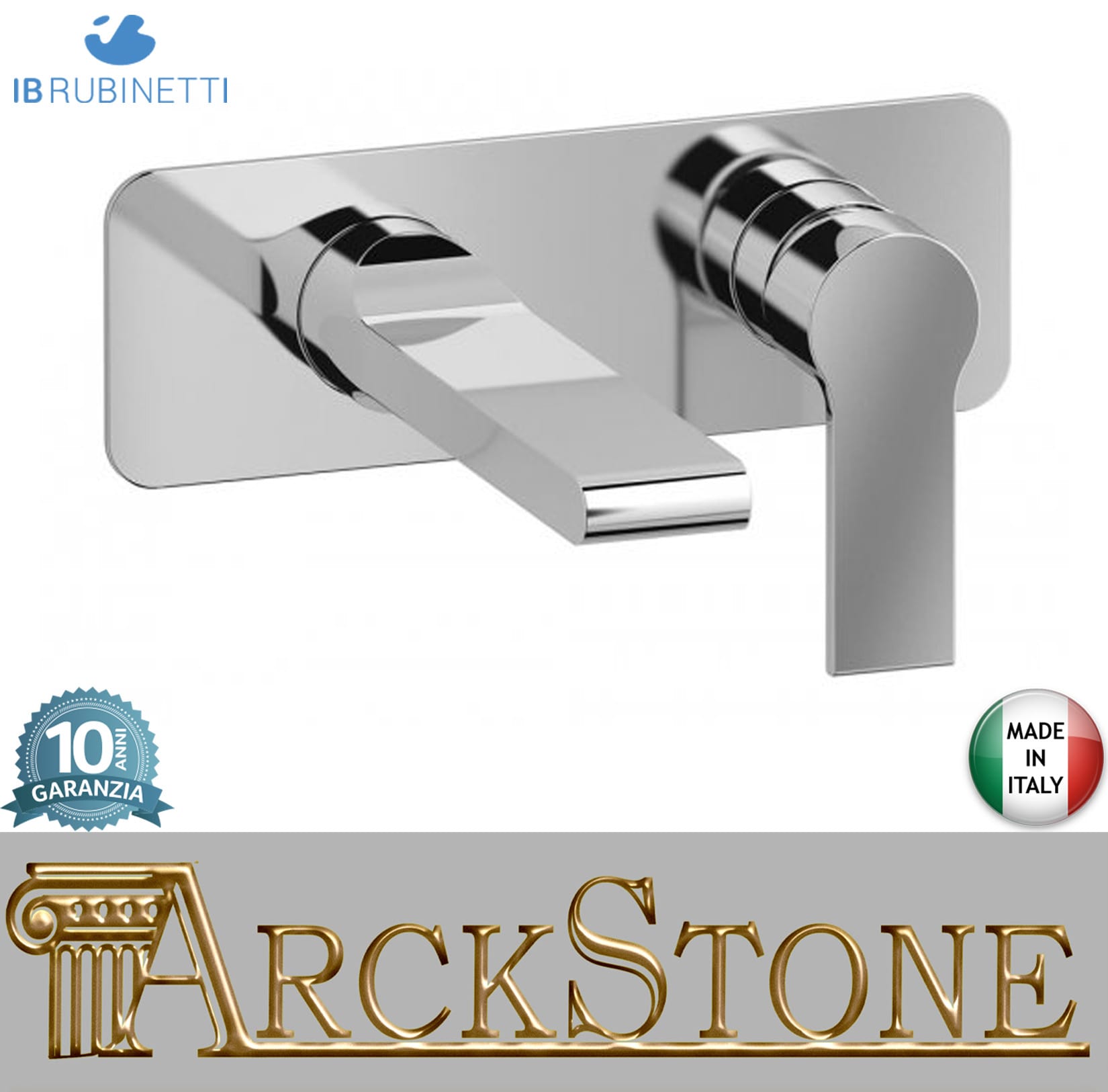 IB Rubinetti WHYNOT? Miscelatore Lavabo Incluso di Parte Esterna e Parte Interna ad Incasso Monocomando Installazione A Muro 2 Fori Con Piletta Di Scarico Clik - Clack Lunghezza 196 mm Con Piastra Stile Moderno Materiale Ottone Finitura Cromata