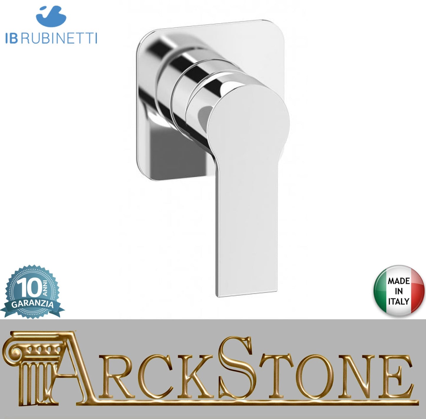 IB Rubinetti WHYNOT? Miscelatore Doccia Meccanico Incluso di Parte Esterna e Parte Interna Installazione Incasso A Parete Monoforo 1 Via Monocomando Con Piastra Stile Moderno Materiale Ottone Finitura Cromata