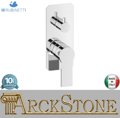 IB Rubinetti WHYNOT? Miscelatore Doccia Meccanico Installazione Incasso A Parete 2 Fori Con Deviatore A 3 Vie Monocomando Con Piastra Stile Moderno Materiale Ottone Finitura Cromata