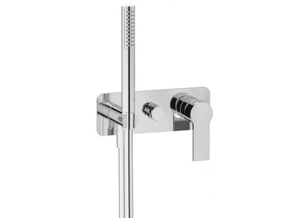 IB Rubinetti WHYNOT? Miscelatore Doccia Meccanico Parte Interna e Esterna Installazione Incasso A Parete 3 Fori A 2 Vie Monocomando Con Piastra E Doccetta Stile Moderno Materiale Ottone Finitura Cromata