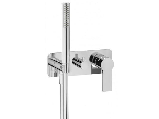 IB Rubinetti WHYNOT? Miscelatore Doccia Meccanico Parte Esterna e Interna Installazione Incasso A Parete 3 Fori A 3 Vie Monocomando Con Piastra E Doccetta Stile Moderno Materiale Ottone Finitura Cromata