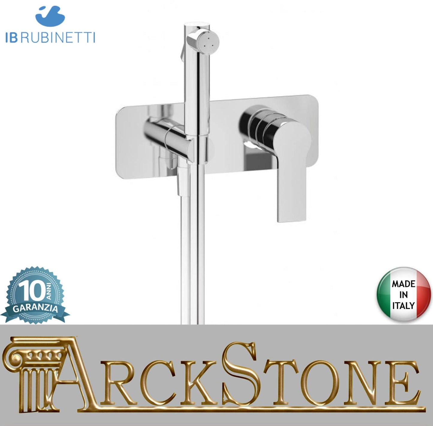 IB Rubinetti WHYNOT? Set Di Parti Esterne ed Interne Installazione Incasso A Muro Con Piastra Per Idroscopino Igienico Con Miscelatore Per WC Materiale Ottone Finitura Cromata