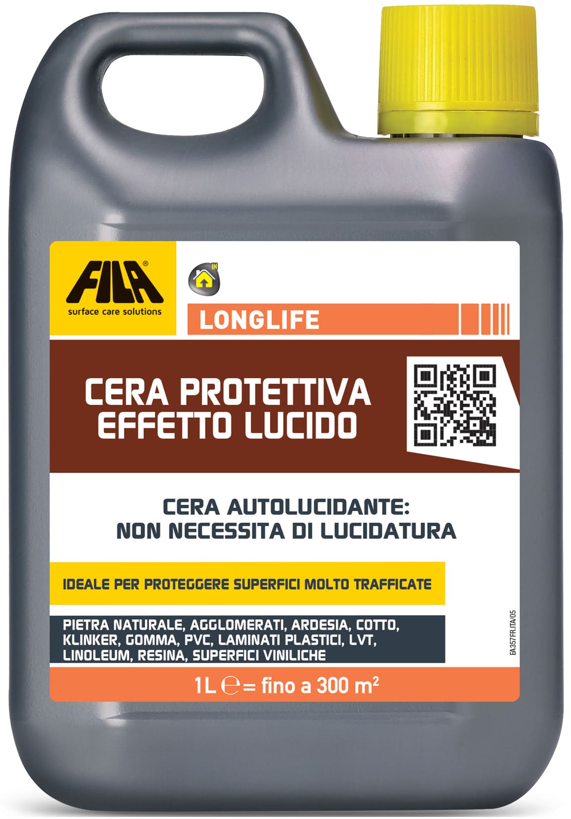 Fila Filalong Long Life Cera Protettiva Effetto Lucido 1 Litro Protegge Superfici Pavimenti Soggetti Alto Traffico Gomma PVC Vinilici Laminati Plastici Linoleum Resina Cotto Klinker Ardesia Pietra E Agglomerati Pietra Naturale Non Lucidata Granito