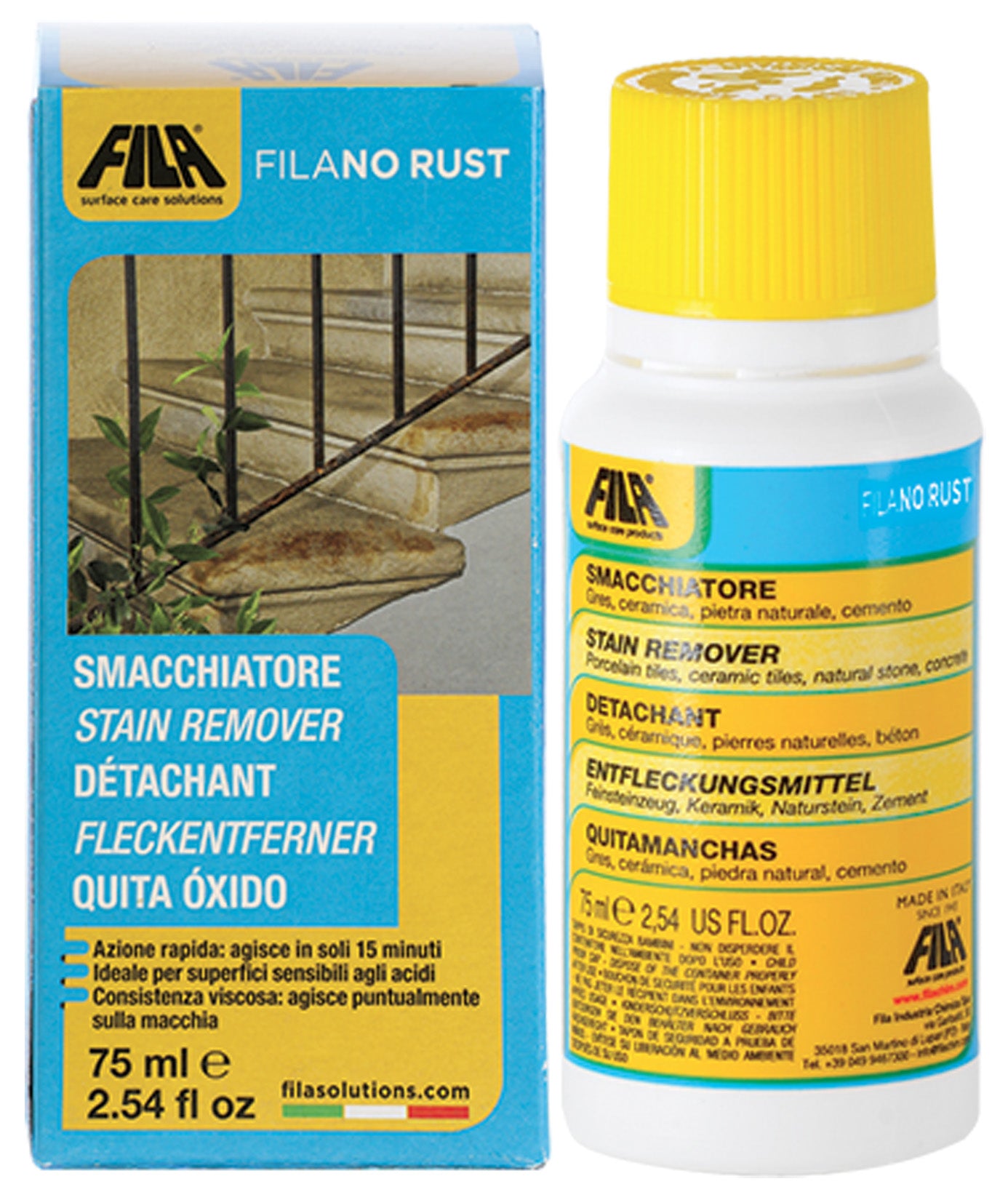 Fila Filano Rust Norust Smacchiatore Rimuove Ruggine Superficiale Marmo Lucido Granito Cotto Pietre Naturali Agglomerati Cotto Gres Porcellanato Ceramica Cemento