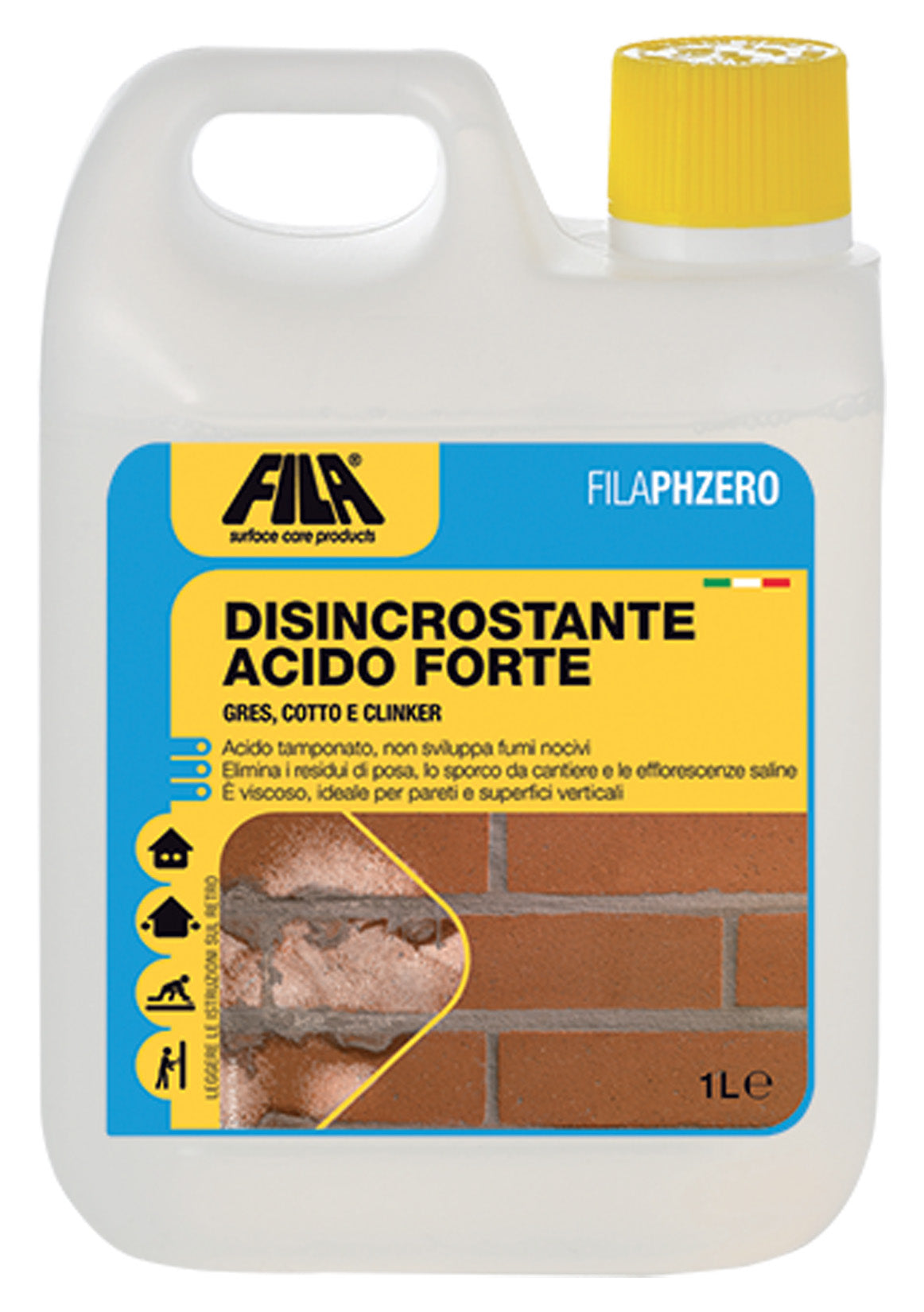 Fila Filaphzero Detergente Disincrostante Acido Forte 1 Litro Rimuove Sporco Residui Cantiere Elimina Eventuali Efflorescenze Saline Deterge Disincrosta Ideale Cotto Klinker Gres Porcellanato