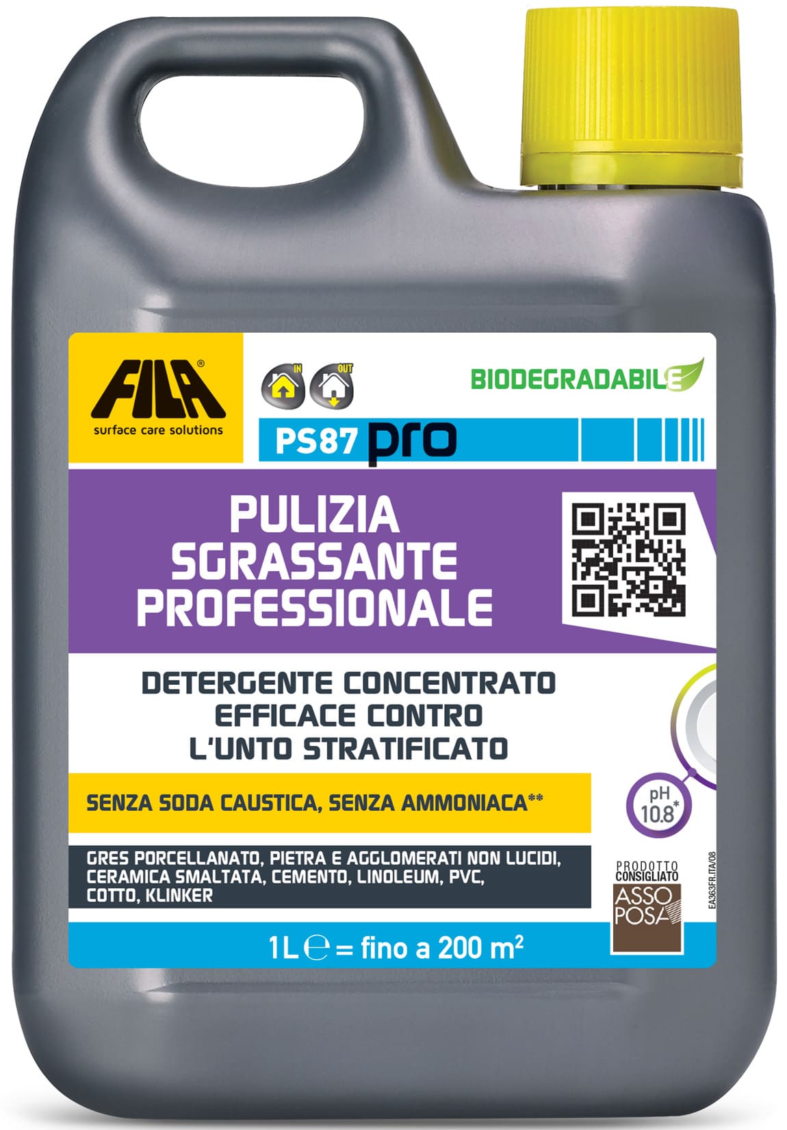 Fila Filaps87 Ps87 ps 87 Pro Detergente Sgrassante Smacchiatore 1 Litro Pulisce Smacchia Sgrassa Decerante Cere Pavimenti Sporchi Gres Porcellanato Levigato Lucido Ceramica Smaltata Pietra Naturale Agglomerati Cotto Klinker Cemento Linoleum Pvc