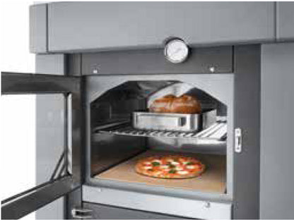 Palazzetti in Giardino Linosa Modulo Grill con Forno in Acciaio e Ampio Appoggio Focolare Elevato Spessore Barbecue Legna Piano Fuoco 116x70 Cassetto Cenere Basamento in Marmotech (graniglia di Marmo) Misura 292x101x232 cm 2000kg
