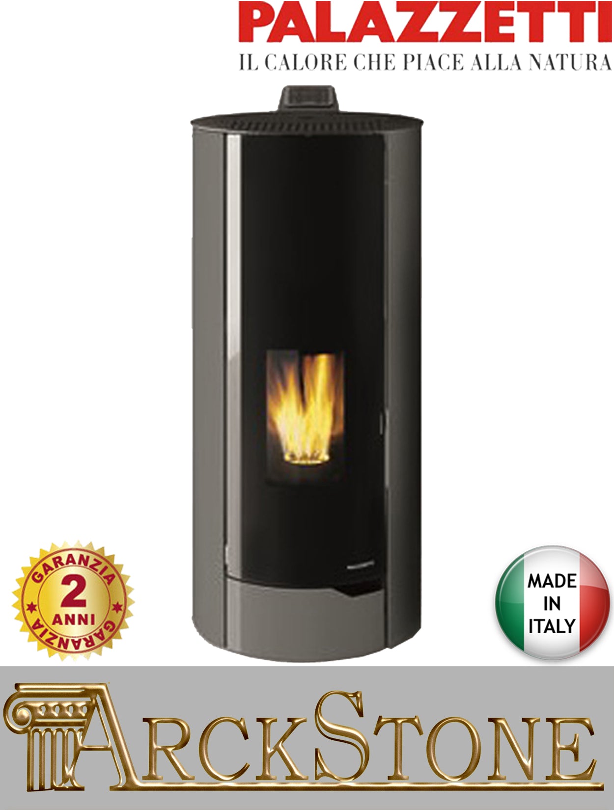 Stufa Pellet Aria Calda Ventilata Standard Palazzetti Ecofire Nina 8 Potenza 8,2 kW Grigio Argento