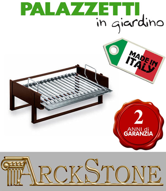 Palazzetti In Giardino Griglia Cottura Con Supporto 68x41 cm In Acciaio Inox Telaio Sezione Semicircolare Con leccarda Per Raccogliere i Grassi