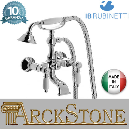 Miscelatore gruppo vasca esterno a parete completo di accessori doccia marca IB rubinetti modello Hermes Elle rubinetteria rubinetto ottone cromato bagno casa parete muro fontana finitura cromo rivenditore autorizzato campania arredamento made in italy 