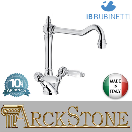 Miscelatore lavello monoforo marca IB rubinetti modello Serie Kitchen finitura ottone cromato rubinetteria cucina appoggio rivenditore autorizzato fontana lavatoio arredamento campania rubinetto garanzia 10 anni azienda certificata 