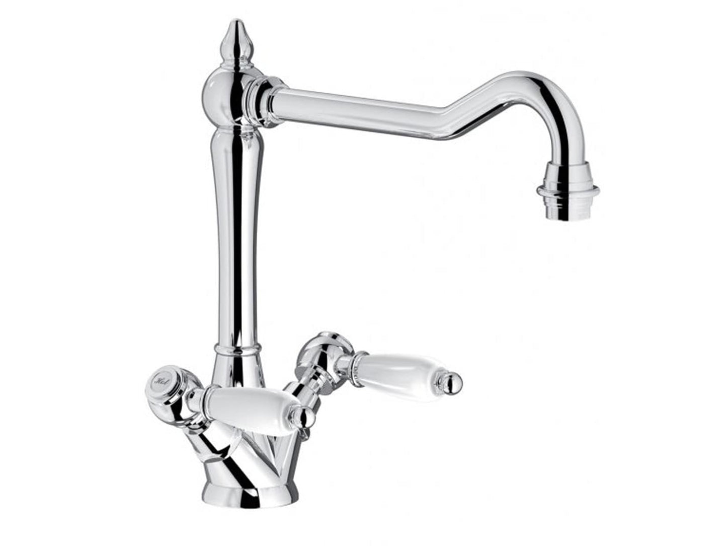 IB Rubinetti HERMES Elle Miscelatore Lavello Standard Appoggio Monoforo Con Due Leve Stile Classico Materiale Ottone Finitura Cromata