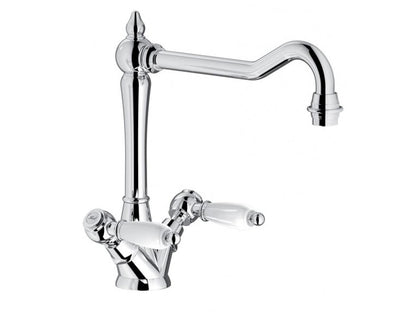 IB Rubinetti HERMES Elle Miscelatore Lavello Standard Appoggio Monoforo Con Due Leve Stile Classico Materiale Ottone Finitura Cromata