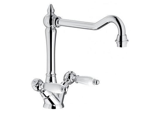 IB Rubinetti HERMES Elle Miscelatore Lavello Standard Appoggio Monoforo Con Due Leve Stile Classico Materiale Ottone Finitura Cromata