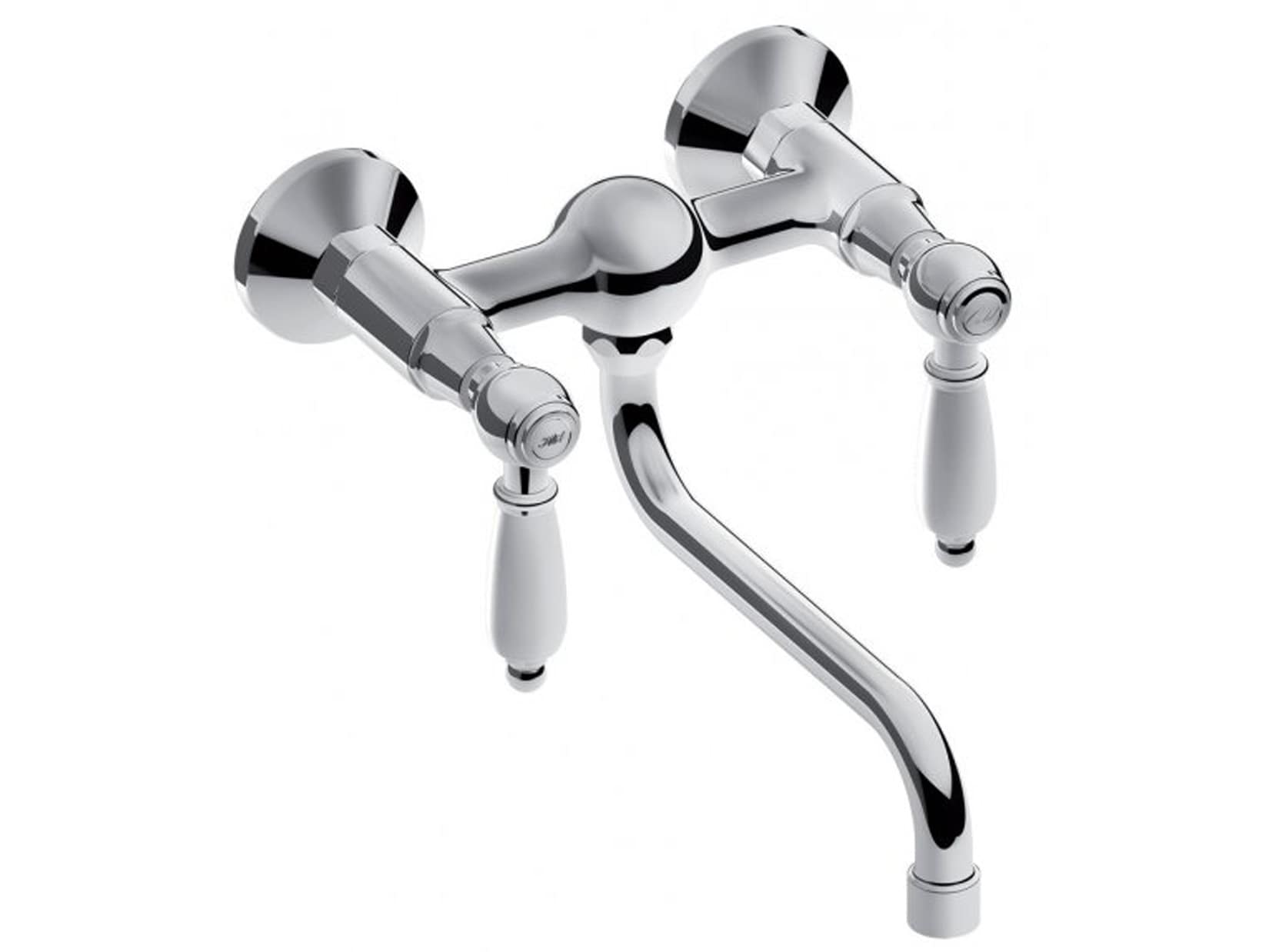 IB Rubinetti HERMES Elle Miscelatore Lavello Standard A Muro 2 Fori Con Due Leve Stile Classico Materiale Ottone Finitura Cromata