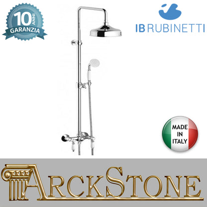 Colonna doccia completa di miscelatore di kit doccia marca IB rubinetti modello Hermes Elle rubinetteria rubinetto ottone cromato bagno casa fontana finitura cromo rivenditore autorizzato campania arredo qualità garanzia 10 anni made in italy azienda 