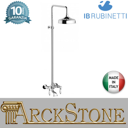 Miscelatore bordo vasca a parete con colonna doccia integrata marca IB rubinetti modello Hermes Elle rubinetteria rubinetto ottone cromato bagno casa fontana finitura cromo rivenditore autorizzato campania arredo qualità garanzia 10 anni made in italy