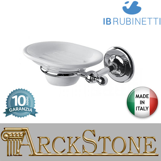 Porta sapone in ceramica a muro 160X123Xh60 mm supporti ottone cromato marca IB rubinetti modello Hermes finitura rivenditore autorizzato parete accessori bagno arredamento campania garanzia 10 anni azienda certificata made in italy