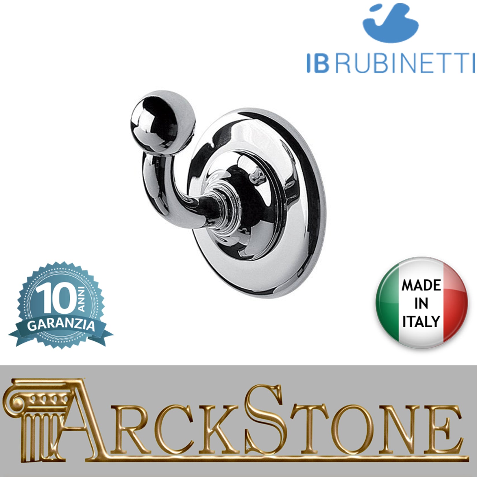 Porta abiti 60X66Xh70 mm marca IB rubinetti modello Hermes finitura ottone cromato rivenditore autorizzato parete accessori bagno arredamento campania garanzia 10 anni azienda certificata made in italy