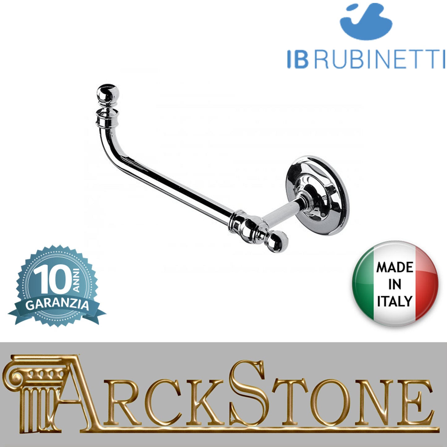 Porta rotolo 174X83Xh60 mm marca IB rubinetti modello Hermes finitura ottone cromato rivenditore autorizzato parete accessori bagno arredamento campania garanzia 10 anni azienda certificata made in italy