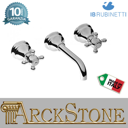 Miscelatore lavabo ad incasso completo di piletta di scarico click-clack marca IB rubinetti modello Hermes rubinetteria rubinetto ottone cromato bagno casa muro fontana rivenditore autorizzato campania arredamento arredo qualità garanzia 10 anni azienda