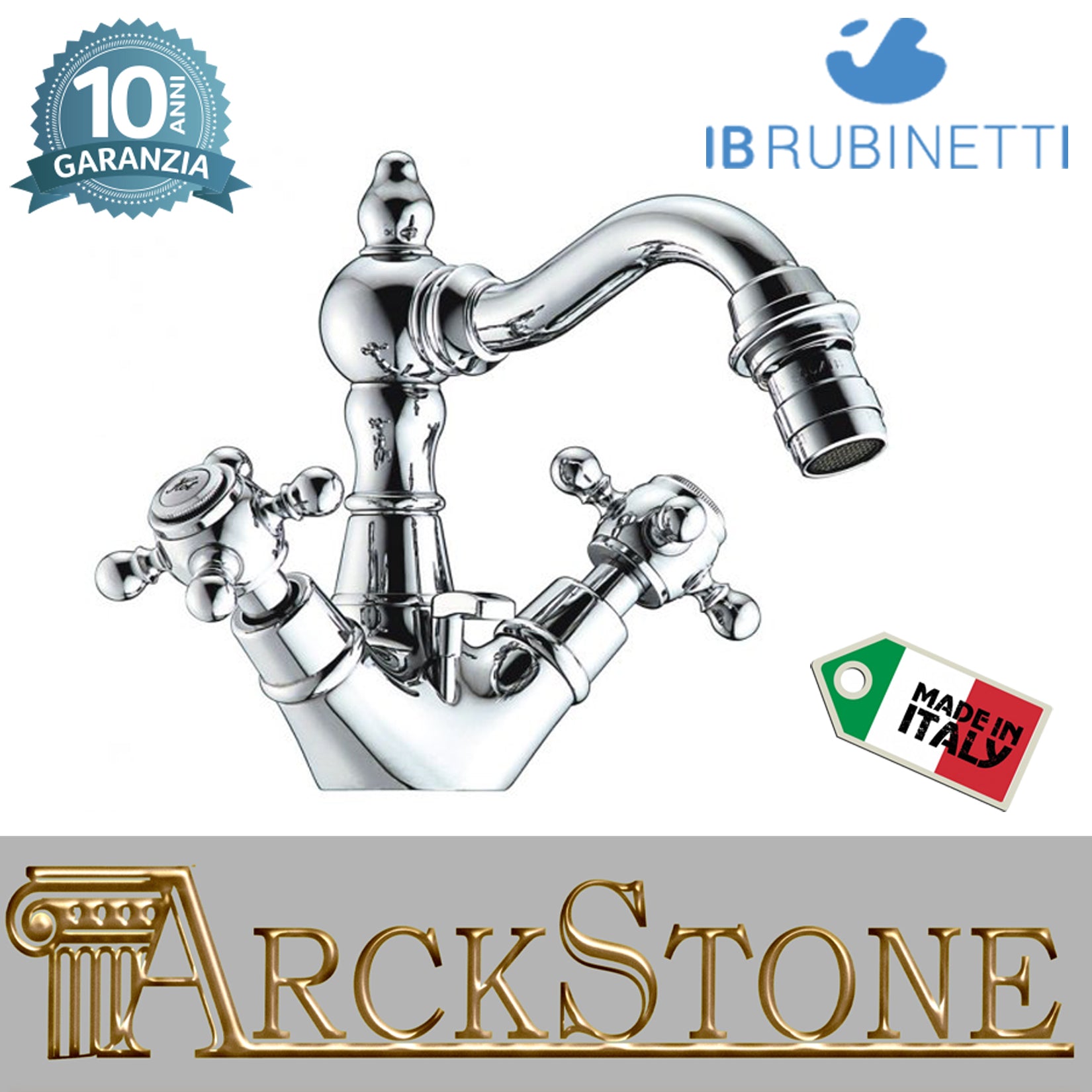 Miscelatore bidet monoforo con due leve completo di piletta di scarico Click-Clack marca IB rubinetti modello Hermes rubinetteria rubinetto ottone cromato bagno casa muro fontana rivenditore autorizzato campania arredamento arredo qualità made in italy 