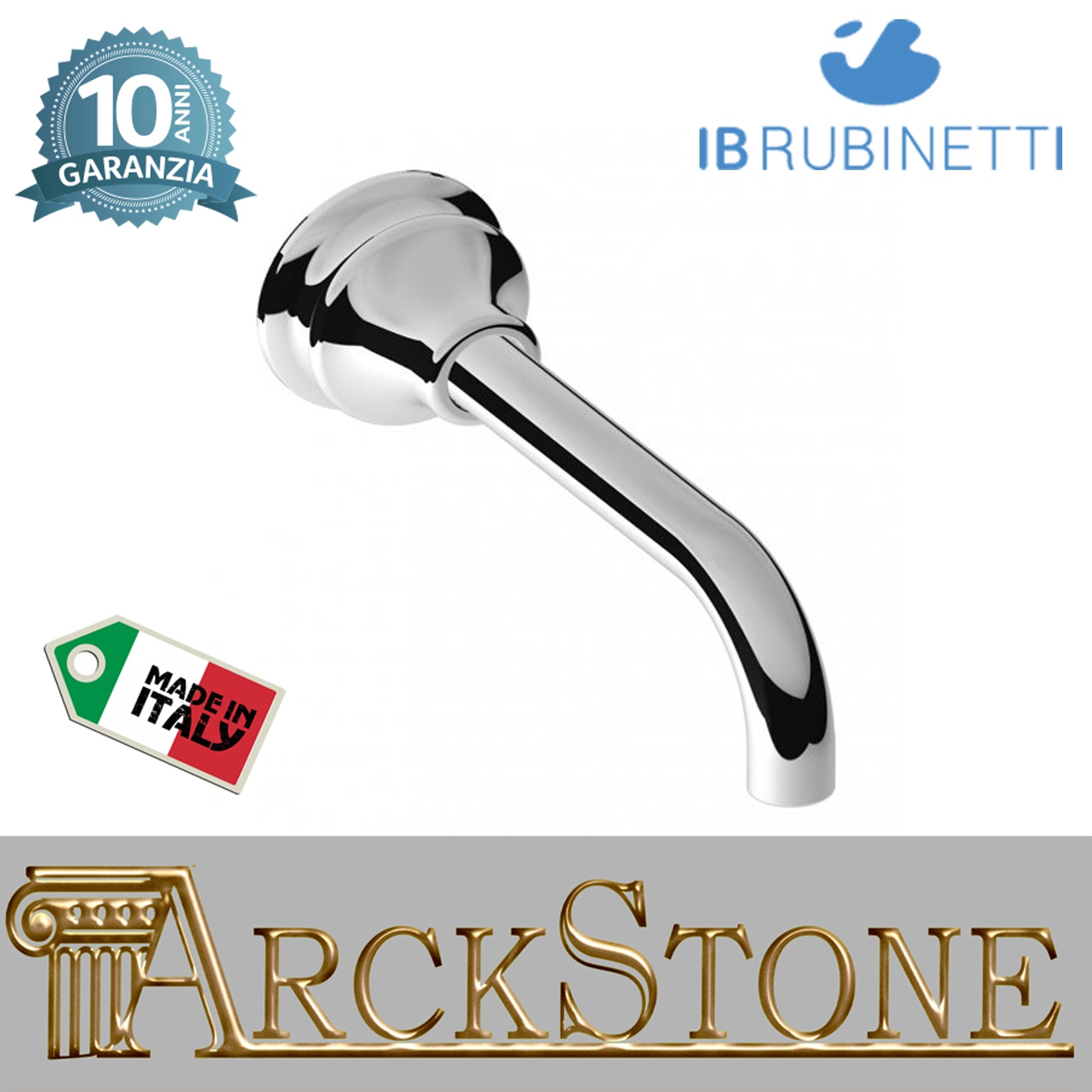 Bocca d'erogazione a parete marca IB rubinetti modello Hermes rubinetteria rubinetto ottone cromato bagno casa muro fontana finitura cromo rivenditore autorizzato campania arredamento arredo qualità made in italy azienda certificata garanzia 10 anni 