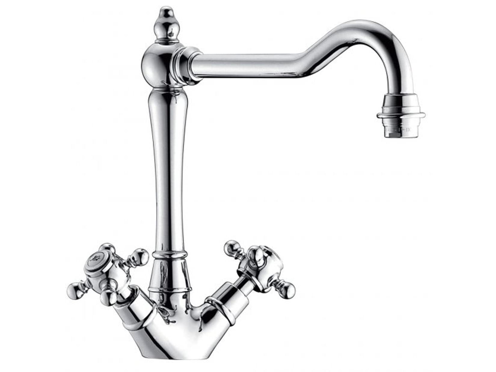 IB Rubinetti HERMES Miscelatore Lavello Standard Appoggio Monoforo Con Due Leve Stile Classico Materiale Ottone Finitura Cromata