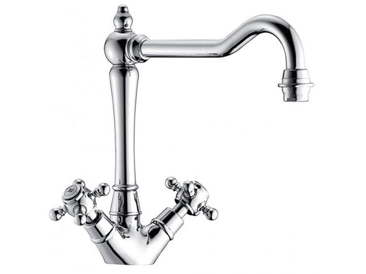 IB Rubinetti HERMES Miscelatore Lavello Standard Appoggio Monoforo Con Due Leve Stile Classico Materiale Ottone Finitura Cromata