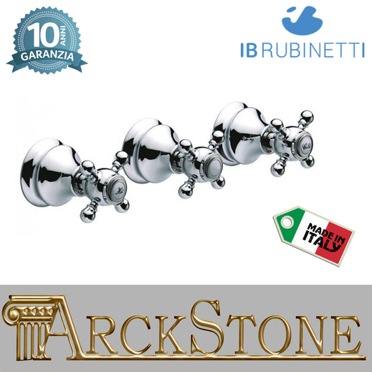 Rubinetti d'arresto doccia ad incasso tradizionale tre fori due vie con deviatore marca IB rubinetti modello Hermes rubinetteria rubinetto ottone cromato bagno casa muro fontana finitura cromo rivenditore autorizzato campania arredamento arredo garanzia