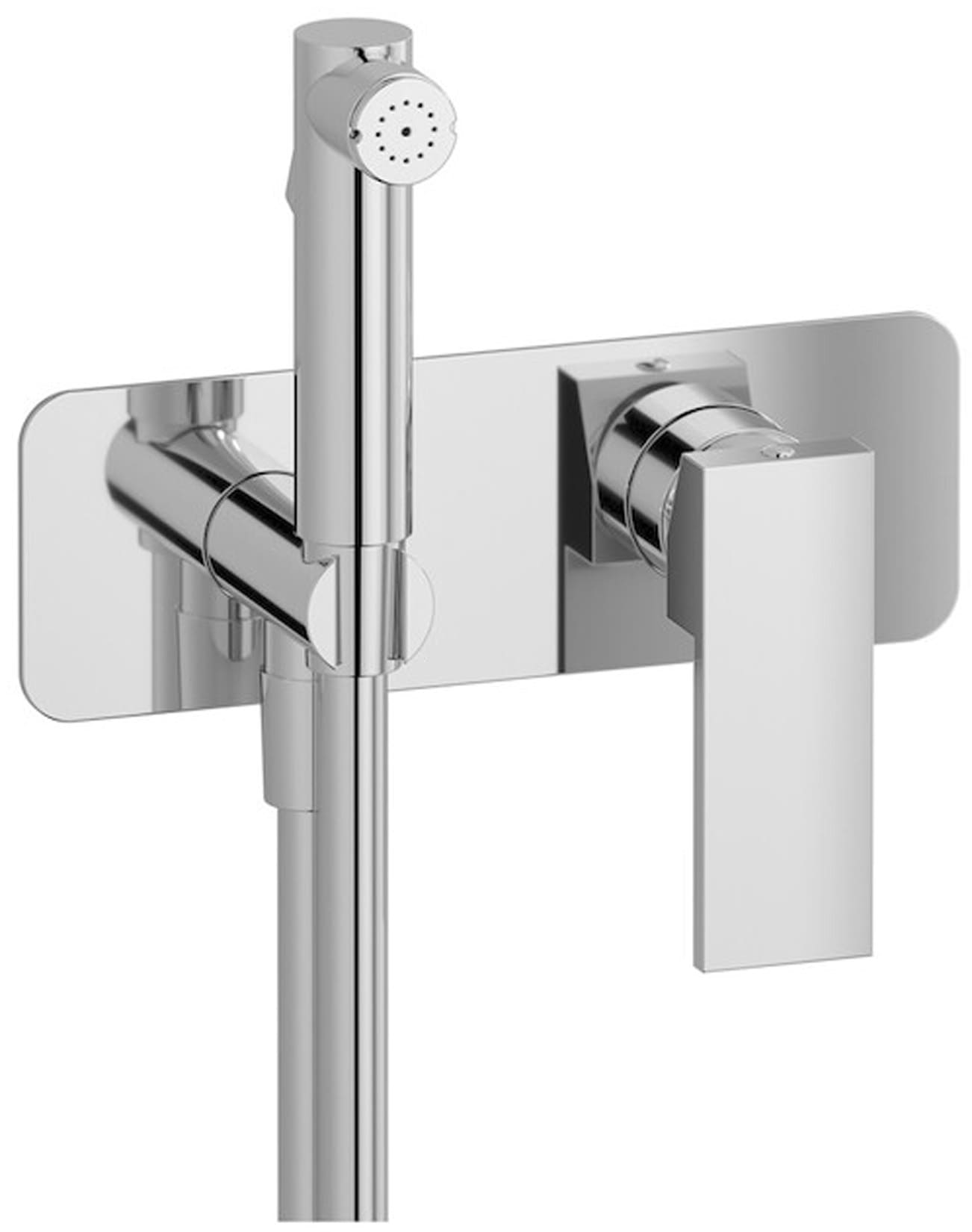 IB Rubinetti RUBACUORI Set Di Parti Esterne e Corpo ad Incasso A Muro Con Piastra Per Idroscopino Igienico Con Miscelatore Per WC Materiale Ottone Finitura Cromata