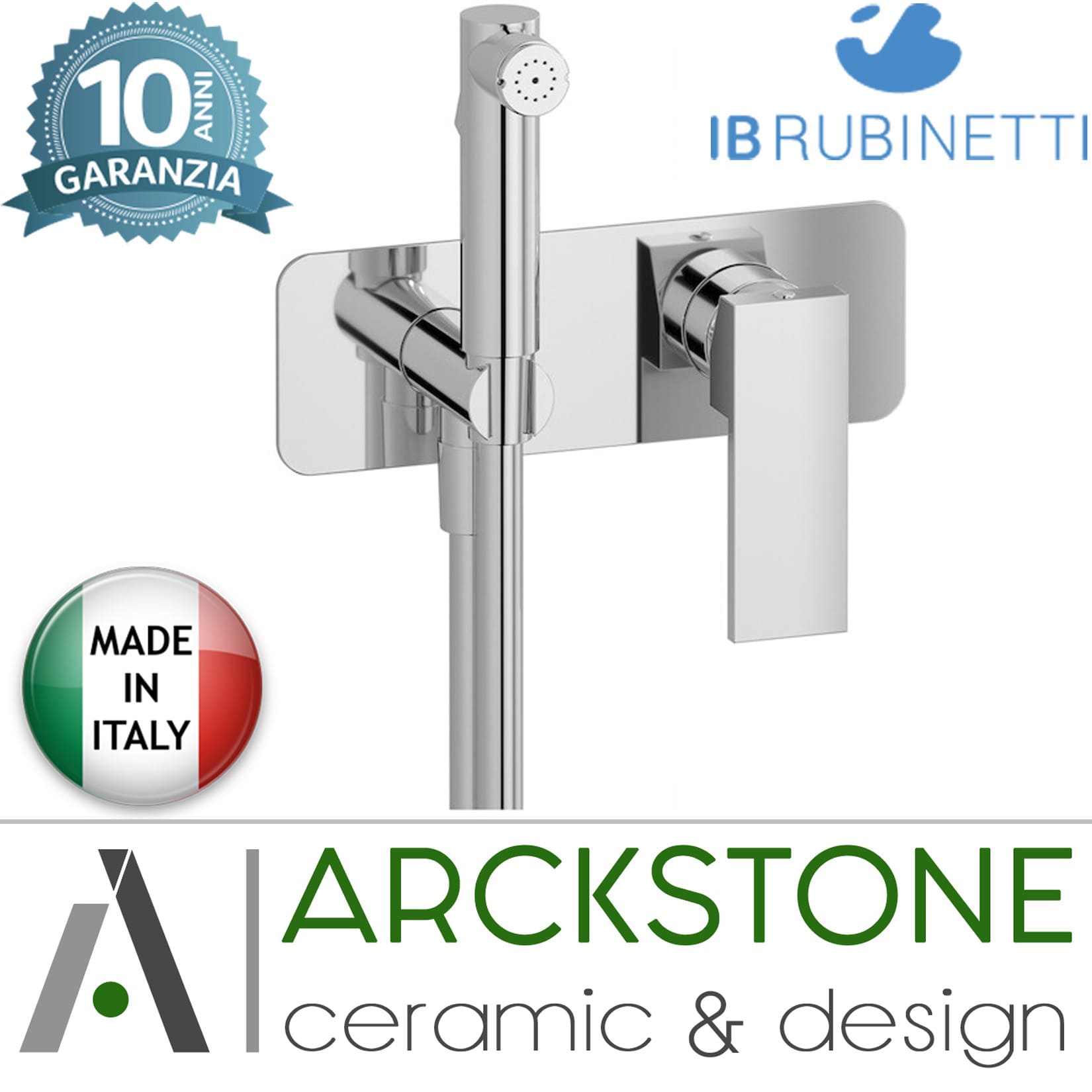 IB Rubinetti RUBACUORI Set Di Parti Esterne e Corpo ad Incasso A Muro Con Piastra Per Idroscopino Igienico Con Miscelatore Per WC Materiale Ottone Finitura Cromata