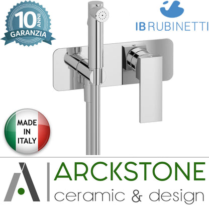 IB Rubinetti RUBACUORI Set Di Parti Esterne e Corpo ad Incasso A Muro Con Piastra Per Idroscopino Igienico Con Miscelatore Per WC Materiale Ottone Finitura Cromata