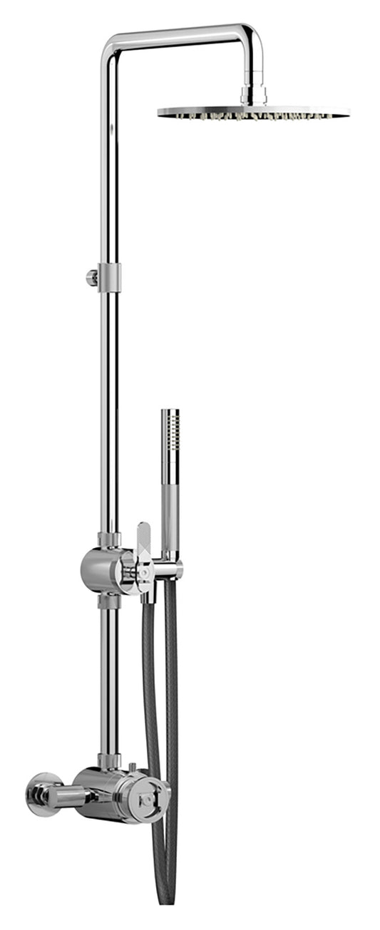 Colonna doccia marca IB Rubinetti modello Bold Lever Flat finitura ottone cromato parete miscelatore termostatico mix rubinetteria soffione doccetta flessibile attacco muro casa cromo bagno acqua completo leve piatte rivenditore garanzia 10 anni qualità