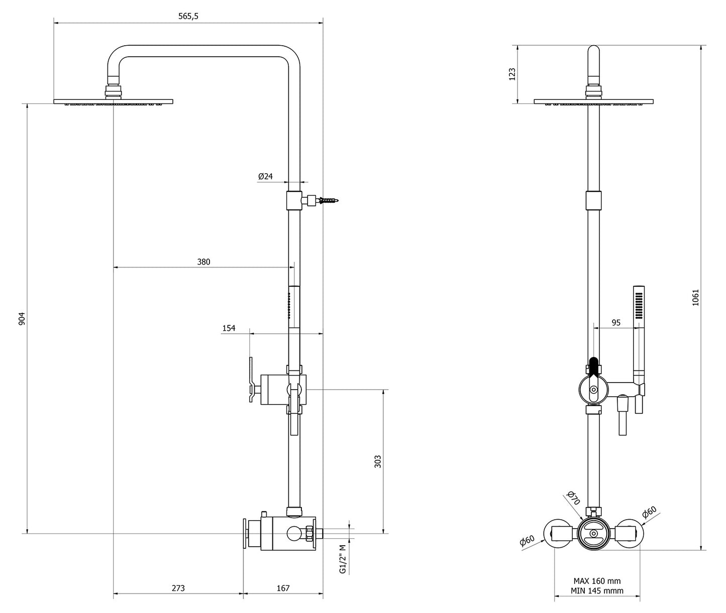 Colonna doccia marca IB Rubinetti modello Bold Lever Flat finitura ottone cromato parete miscelatore termostatico mix rubinetteria soffione doccetta flessibile attacco muro casa cromo bagno acqua completo leve piatte rivenditore garanzia 10 anni qualità