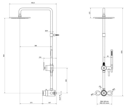 Colonna doccia marca IB Rubinetti modello Bold Lever Flat finitura ottone cromato parete miscelatore termostatico mix rubinetteria soffione doccetta flessibile attacco muro casa cromo bagno acqua completo leve piatte rivenditore garanzia 10 anni qualità