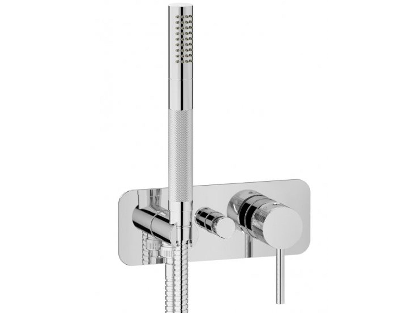 Miscelatore Doccia Incasso A Due Vie IB Rubinetti Industria Con Kit Doccetta Integrato Nella Placca Materiale Ottone Finitura Cromata