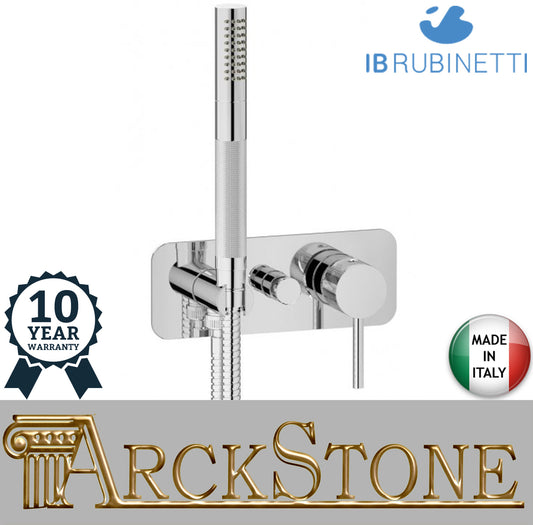 Miscelatore Doccia Incasso A Due Vie IB Rubinetti Industria Con Kit Doccetta Integrato Nella Placca Materiale Ottone Finitura Cromata