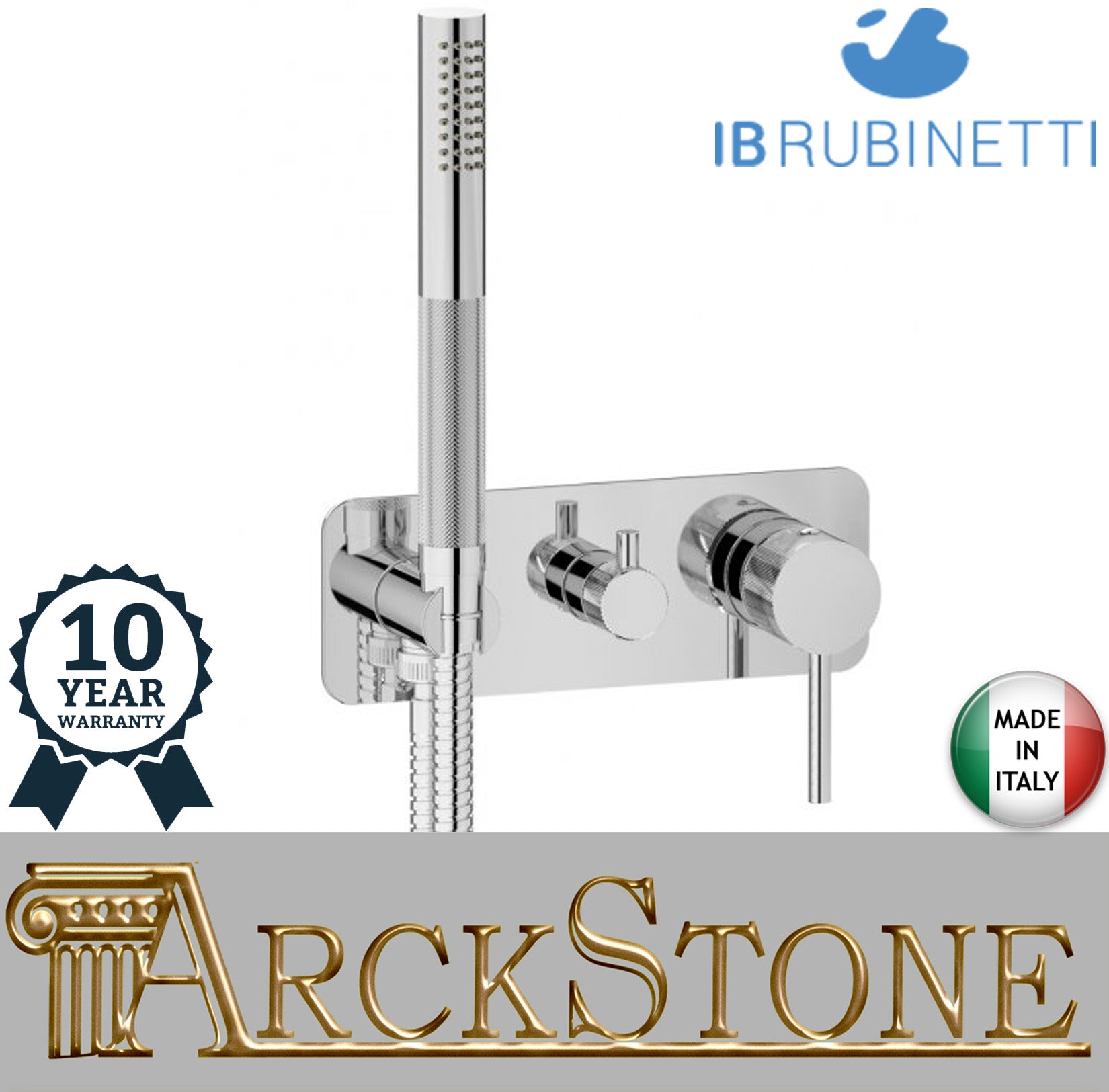 Miscelatore Doccia Incasso A Tre Vie IB Rubinetti Industria Con Kit Doccetta Integrato Nella Placca Materiale Ottone Finitura Cromata