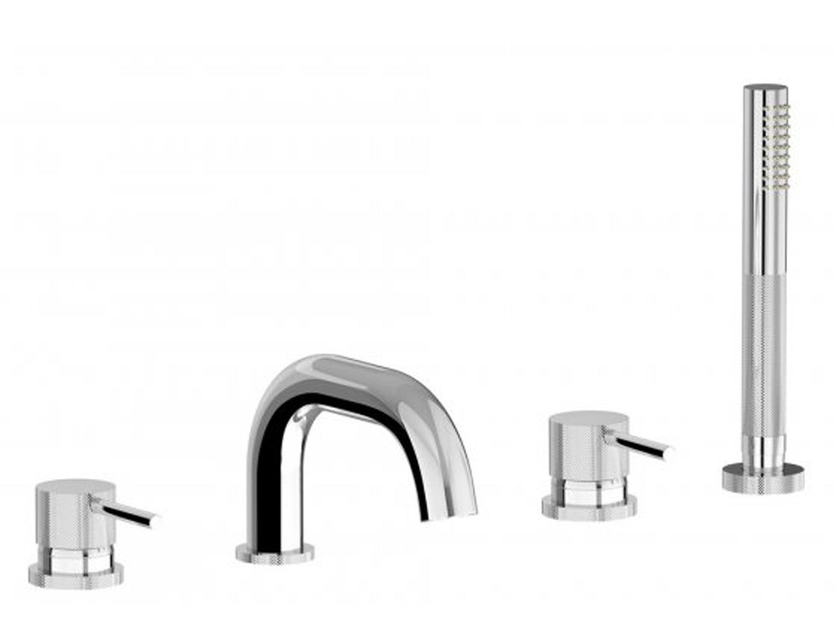 Miscelatore Bordo Vasca Da Appoggio Quattro Fori IB Rubinetti Industria Con Kit Doccia Materiale Ottone Finitura Cromata