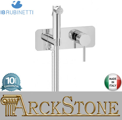 IB Rubinetti Industria Set Di Parti Esterne e Corpo ad Incasso A Muro Con Piastra Per Idroscopino Igienico Con Miscelatore Per WC Materiale Ottone Finitura Cromata
