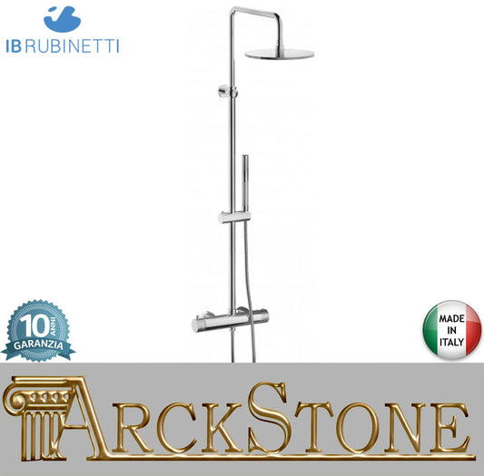 IB Rubinetti SHOWER COLUMNS Gruppo Colonna Doccia Industria Attrezzata Multifunzione A Parete Frontale Miscelatore Termostatico Materiale Ottone Finitura Cromata Senza Indromassaggio Con Doccetta E Soffione Anticalcare