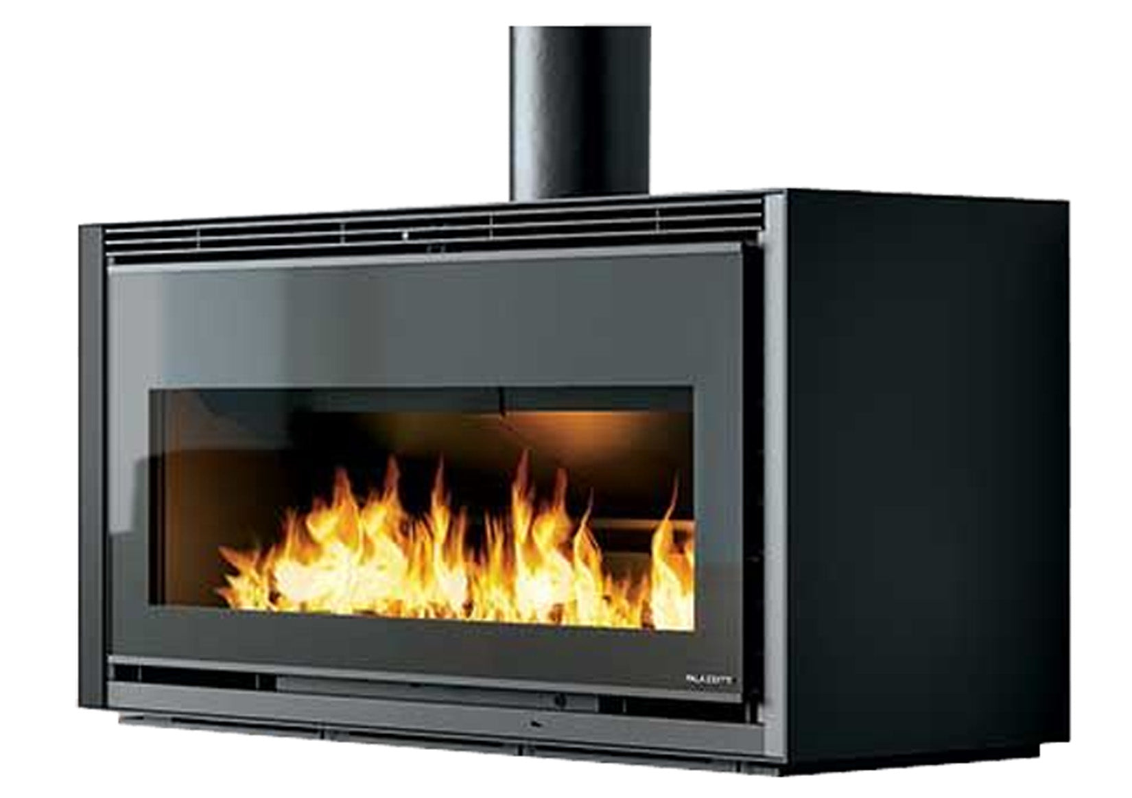 Stufa Legna Aria Calda Naturale Palazzetti Iki 16:9 12 kW Potenza 15,4 kW Rivestimento Acciaio Colore Nero