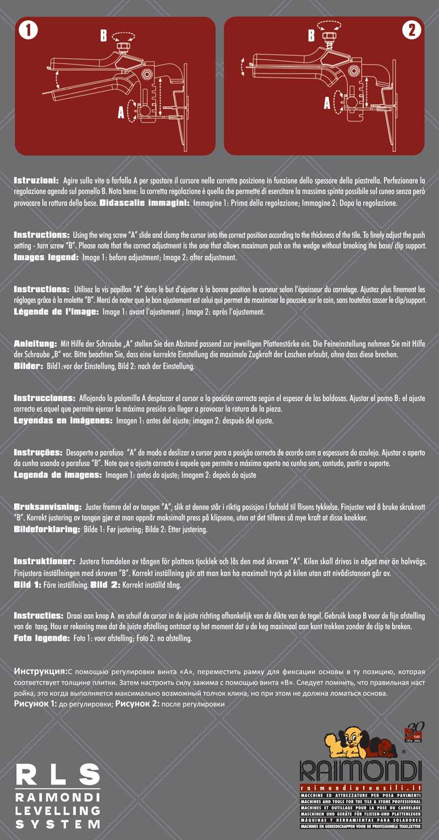 Raimondi Levelling System R.L.S. RLS Pinza Accessorio Utensile per applicare le piastrelle mattonelle a rivestimento